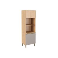 Paneleiro Cozinha Rebeca 4 Portas 70cm Mel/Cinza Movelbento