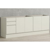 Balcão Cozinha Fineze 5 Portas 2 Gavetas 200cm Areia Henn
