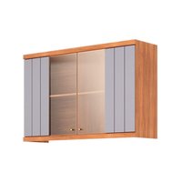 Armário Aéreo Cozinha Elena 2 Ptas c/Vid 120cm Platina MGM