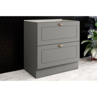 Balcão Cozinha Americana 2 Gavetas 80cm Cinza Henn