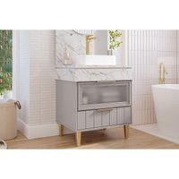 Gabinete Banheiro Bariloche c/Cuba 70cm Platina/Calacata MGM