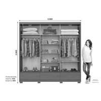 Guarda Roupa Casal Delvin 3 Portas Cinamomo/Off/Avela Henn