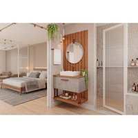 Conjunto Banheiro c/Esp Duna/Lua 80cm Cimento/Freijo MGM