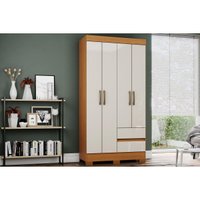 Guarda Roupa Casal BS02 4 Pts 2 Gavs Cinamomo/Off White Henn