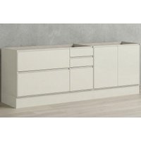 Balcão Cozinha Fineze 3 Portas 4 Gavetas 200cm Areia Henn