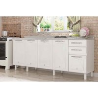 Balcão Cozinha Star 5Ptas 2Gav 200 s/Tampo Branco Telasul