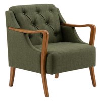 Poltrona Decorativa Capitone Siena Pes Madeira Linho Color Trend TCA 307 MOLL