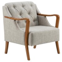 Poltrona Decorativa Capitone Siena Pes Madeira Linho TCS 701 MOLL