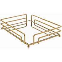Bandeja Decorativa Espelhada Firenze Dourada 30x20cm Retangular Lavabo Aparador Escritório