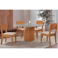Mesa Sala Jantar Maldivas + 4 Cad Havana Natura/Creme Rufato