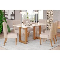 Mesa Sala Jantar Yara + 6 Cad Anne Nature/Corano Creme Henn