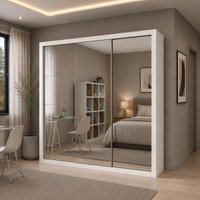 Guarda-Roupa Casal 3 Portas de Correr com Espelhos e 4 Gavetas 186cm Multimóveis CR35571 Branco
