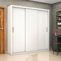 Guarda-Roupa Casal com 3 Portas de Correr e 4 Gavetas 186cm Multimóveis CR35573 Branco