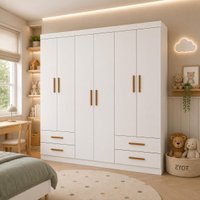 Guarda-roupa Infantil com 6 Portas e 4 Gavetas 177cm Multimóveis CR35560 Branco