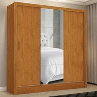 Guarda-Roupa Casal com Espelhos 3 Portas de Correr e 3 Gavetas 179cm Multimóveis CR35565 Madeirado