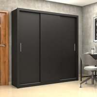 Guarda-Roupa Casal com 3 Portas de Correr e 4 Gavetas 186cm Multimóveis CR35573 Preto