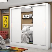 Guarda-Roupa Casal com Espelhos 3 Portas de Correr e 3 Gavetas 179cm Multimóveis CR35565 Branco