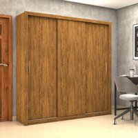 Guarda-Roupa Casal com 3 Portas de Correr e 4 Gavetas 186cm Multimóveis CR35573 Madeirado