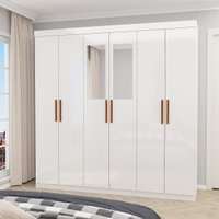 Guarda-Roupa Solteiro com Espelhos 6 Portas e 2 Gavetas 153cm Multimóveis CR35563 Branco