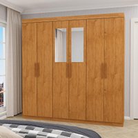 Guarda-Roupa Solteiro com Espelhos 6 Portas e 2 Gavetas 153cm Multimóveis CR35563 Madeirado