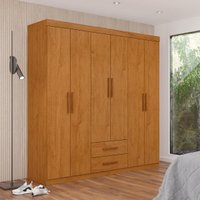 Guarda-Roupa Solteiro com 6 Portas e 2 Gavetas 153cm Multimóveis CR35568 Madeirado