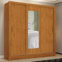 Guarda-Roupa Casal com Espelhos 3 Portas de Correr e 3 Gavetas 179cm Multimóveis CR35564 Madeirado