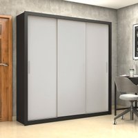 Guarda-Roupa Casal com 3 Portas de Correr e 4 Gavetas 186cm Multimóveis CR35573 Preto/Off White