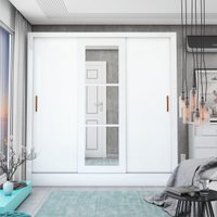 Guarda-Roupa Casal com Espelhos 3 Portas de Correr e 3 Gavetas 179cm Multimóveis CR35564 Branco