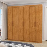 Guarda-Roupa Solteiro com 6 Portas e 2 Gavetas 153cm Multimóveis CR35562 Madeirado