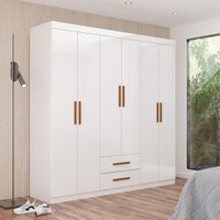 Guarda-Roupa Solteiro com 6 Portas e 2 Gavetas 153cm Multimóveis CR35568 Branco