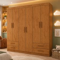 Guarda-roupa Infantil com 6 Portas e 4 Gavetas 177cm Multimóveis CR35560 Madeirado