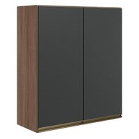 Armario Aereo 2 Portas MDF 80X90 cm Kali 119846 Carvalho TOQ Chumbo Nicioli