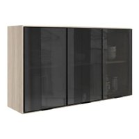 Armario Aereo 3 Portas Vidro MDF 120 cm Kali 1219712 Bianco TOQ Nicioli