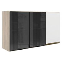 Armario Aereo 3 Portas Vidro MDF 120 cm Kali 1219717 Nicioli Bianco Toq Branco