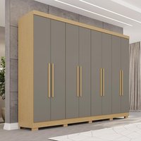 Guarda-Roupa Casal 8 Portas com Pés 241cm Multimóveis Madeirado/Cinza