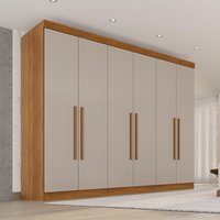 Guarda-Roupa Casal 100% MDF com 6 Portas e 6 Gavetas 274cm Multimóveis Cinamomo/Off White
