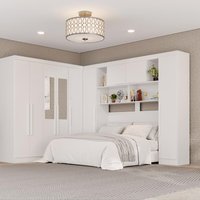 Guarda-Roupa Casal Modulado de Canto com Espelhos 9 Portas 2 Gavetas Multimóveis Branco