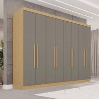 Guarda-Roupa Casal 8 Portas 241cm Multimóveis Madeirado/Cinza
