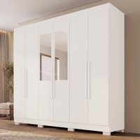 Guarda-Roupa Casal com Espelhos 6 Portas e 2 Gavetas 177cm Multimóveis Branco