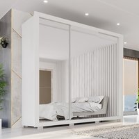 Guarda-Roupa Casal 3 Portas de Correr com Espelho e 4 Gavetas 185,5cm Multimóveis Branco