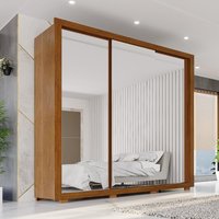 Guarda-Roupa Casal 3 Portas de Correr com Espelho e 4 Gavetas 185,5cm Multimóveis Cinamomo