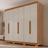 Guarda-Roupa Casal 100% MDF 6 Portas e 2 Gavetas 177cm Multimóveis Cinamomo/Off White