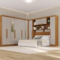 Guarda-Roupa Casal Modulado de Canto Com Espelho 11 Portas Multimóveis Cinamomo/Off White