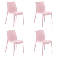 Kit 4 Cadeiras Tramontina Alice Rosa Claro Brilho em Polipropileno