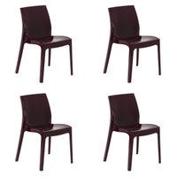 Kit 4 Cadeiras Tramontina Alice Vermelho Garnet Brilho em Polipropileno
