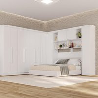 Guarda-Roupa Casal Modulado Canto 11 Portas com Espaço para Cama Multimóveis Branco