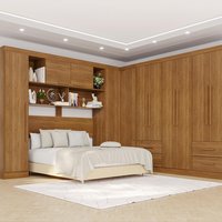 Guarda-Roupa Casal Modulado de Canto com 11 Portas Espaço para Cama Multimóveis Cinamomo