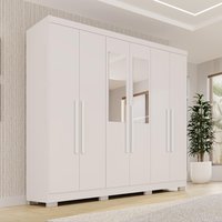 Guarda-Roupa Casal com Espelhos 6 Portas 2 Gavetas 180cm Multimóveis  Branco