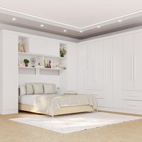 Guarda-Roupa Casal Modulado de Canto com 11 Portas Espaço para Cama Multimóveis Branco
