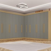Guarda-Roupa Casal Modulado de Canto 15 Portas 6 Gavetas Multimóveis Madeirado/Cinza